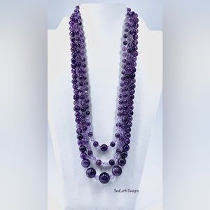 Amethyst and Swarovski Crystal Necklace